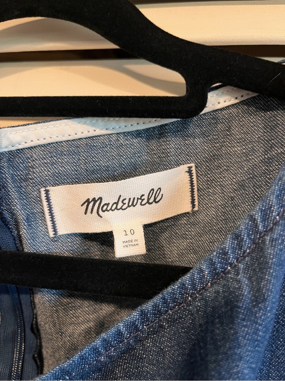 💙 Madewell Dark Blue Denim Sleeveless Fit and Flair Dress - Picture 3 of 6